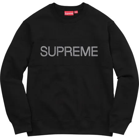 SUPREME Zig Zag Stitch Panel Crewneck - Black