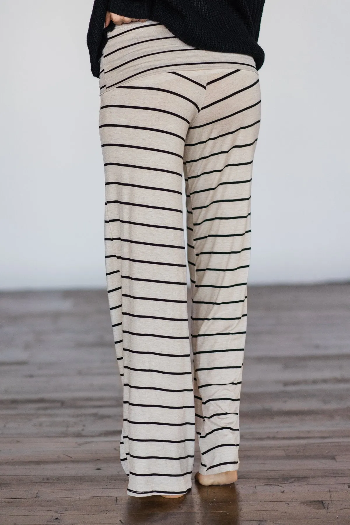 Tan & Black Striped Lounge Pants