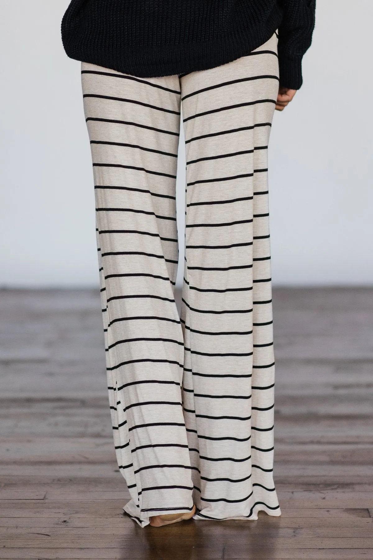 Tan & Black Striped Lounge Pants