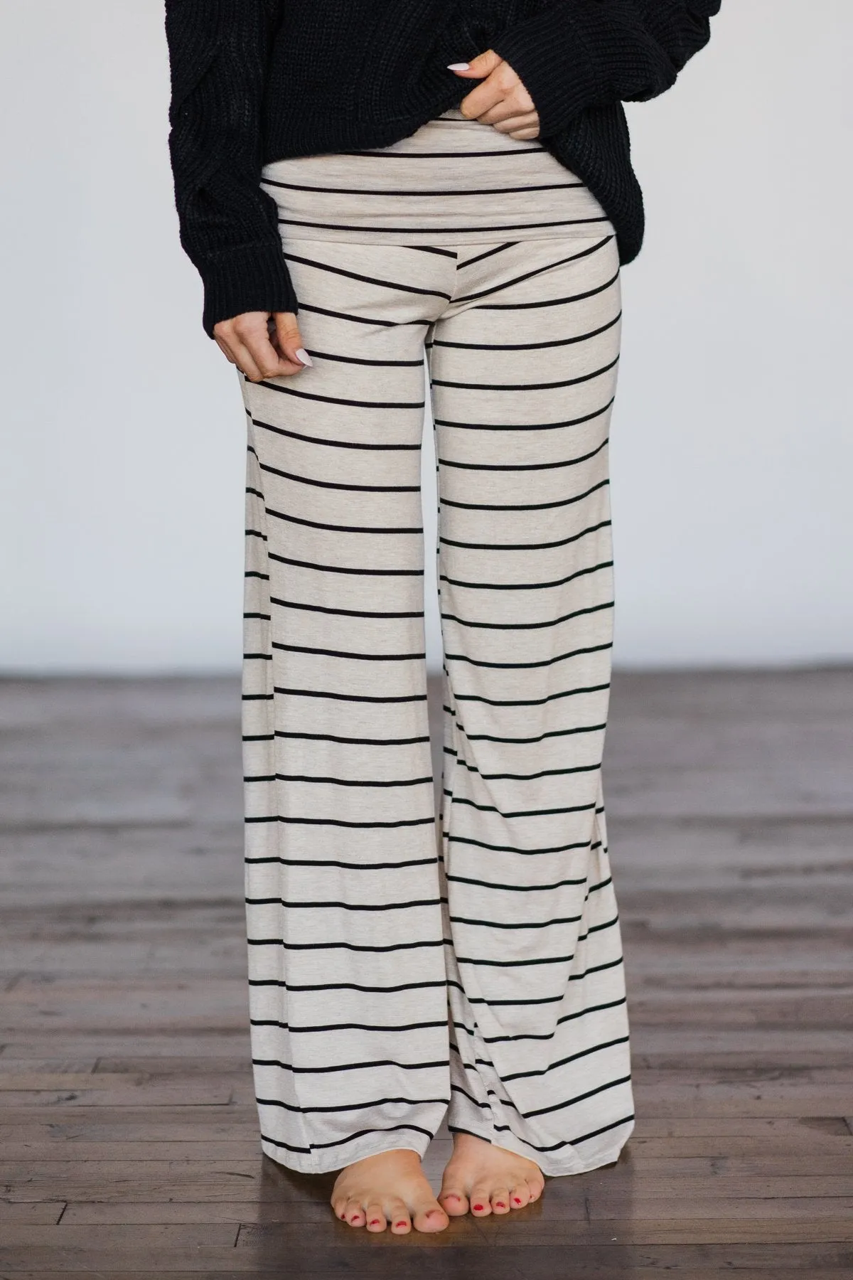 Tan & Black Striped Lounge Pants