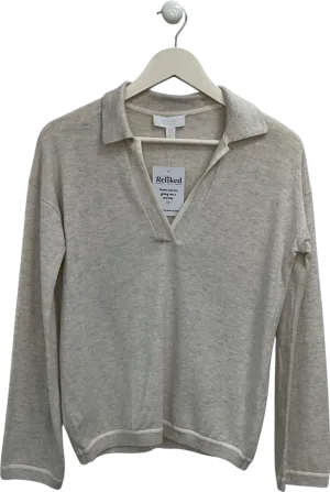 The White Company Beige Collared Wool Blend Lounge Top UK XS