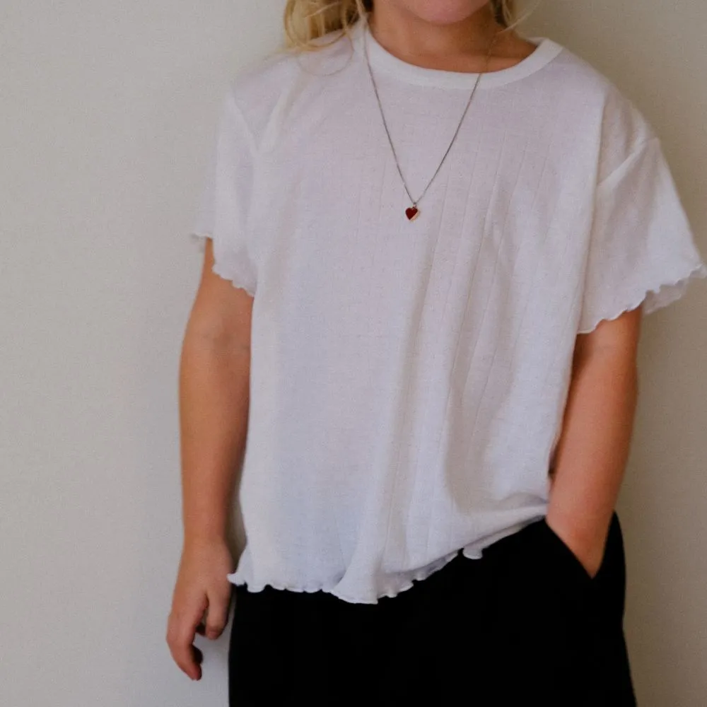Tothemoon ☾ - Shirt - Short sleeve - Curled ends - Wool & silk - Pointelle - Wide fit
