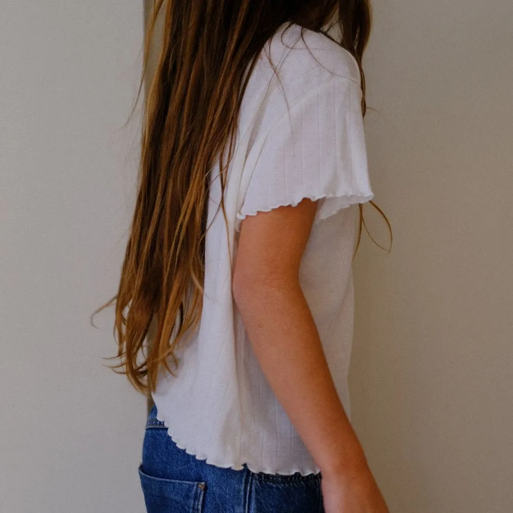 Tothemoon ☾ - Shirt - Short sleeve - Curled ends - Wool & silk - Pointelle - Wide fit