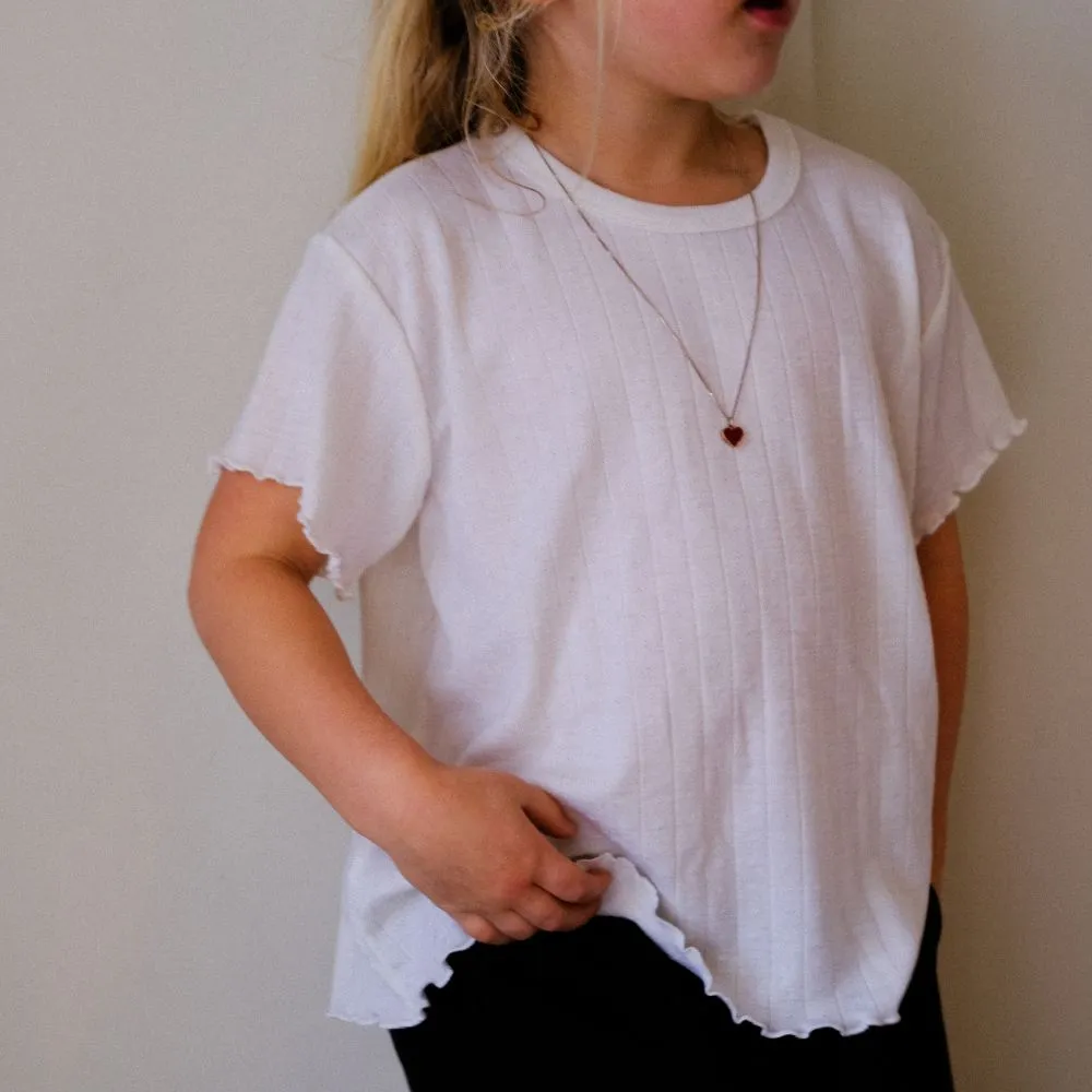 Tothemoon ☾ - Shirt - Short sleeve - Curled ends - Wool & silk - Pointelle - Wide fit