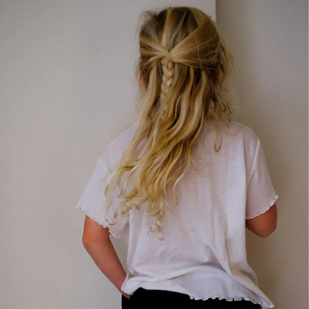 Tothemoon ☾ - Shirt - Short sleeve - Curled ends - Wool & silk - Pointelle - Wide fit