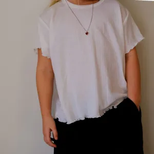 Tothemoon ☾ - Shirt - Short sleeve - Curled ends - Wool & silk - Pointelle - Wide fit