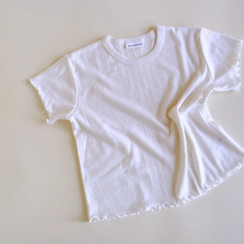 Tothemoon ☾ - Shirt - Short sleeve - Curled ends - Wool & silk - Pointelle - Wide fit