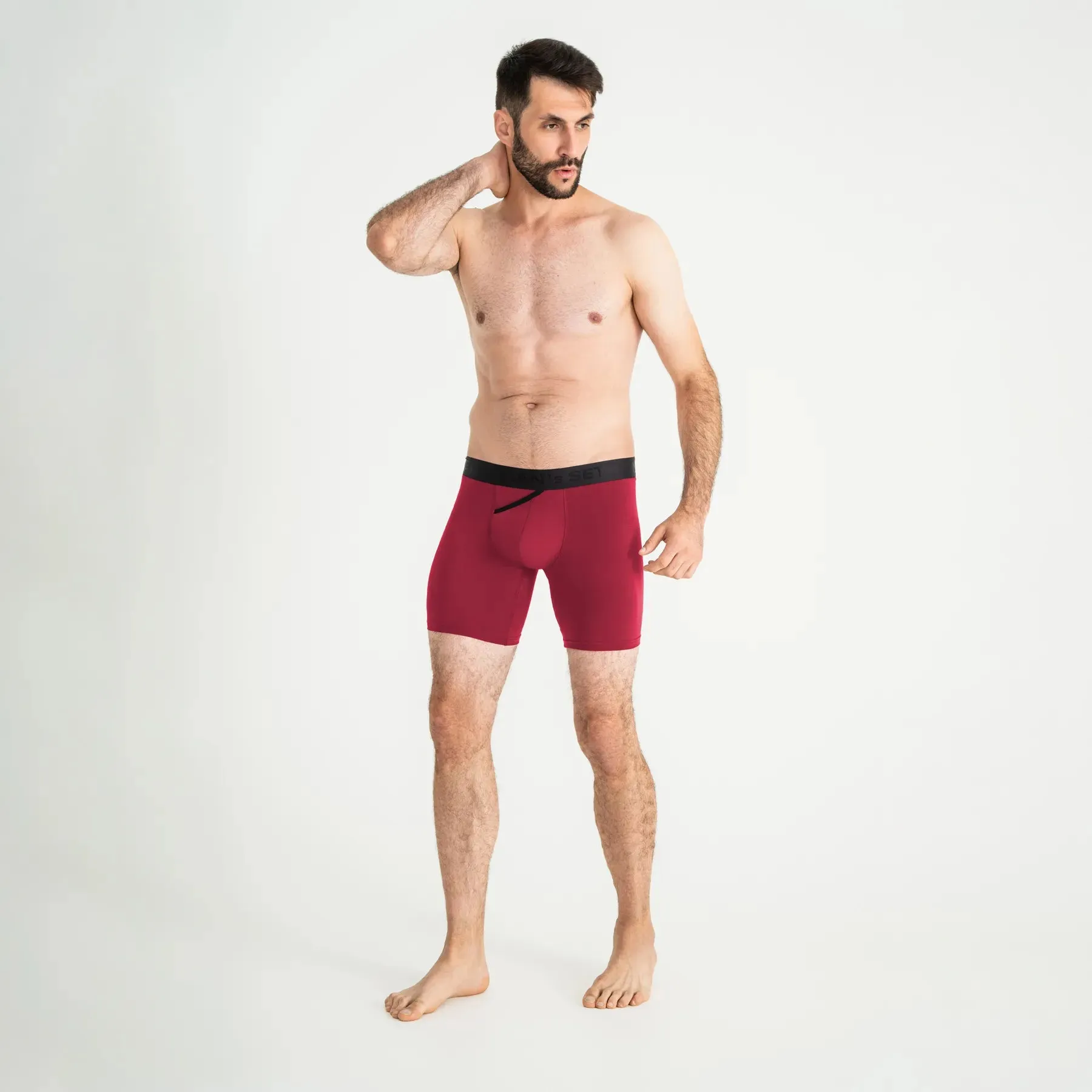 UltraSoft  Boxer Brief 7.6" OpenFly, Burgundy