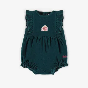 Une-pièce turquoise en ratine, naissance || Turquoise terry cloth one-piece, newborn