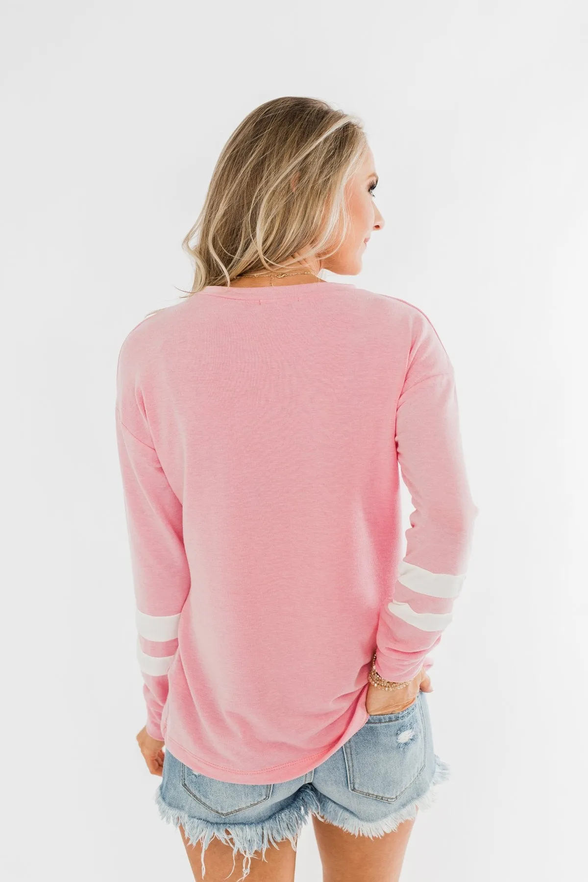 Varsity Stripe Lounge Top- Pink