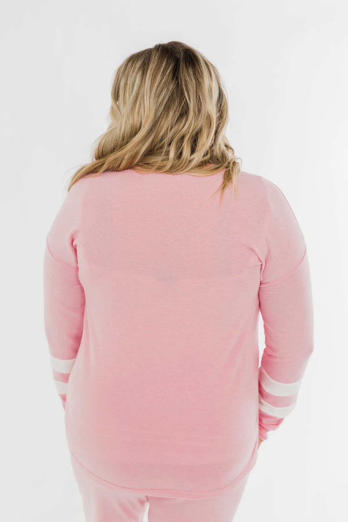 Varsity Stripe Lounge Top- Pink