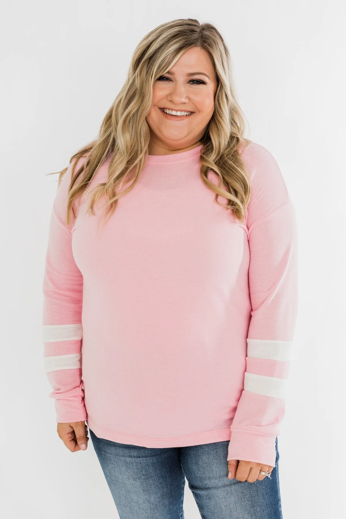 Varsity Stripe Lounge Top- Pink