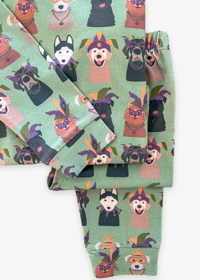 Velvet Fawn Mardi Pup Two Piece Pajama Jammie Set