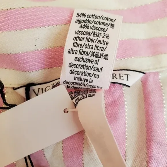 Victoria's Secret pink stripe long sleeve button down pajamas top