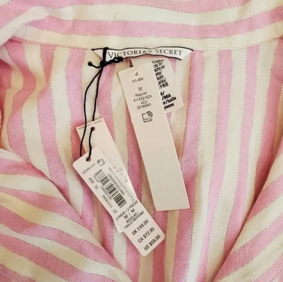Victoria's Secret pink stripe long sleeve button down pajamas top