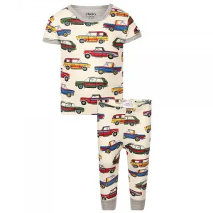 Vintage Cars Organic Cotton Baby Short Sleeve Pajama Set