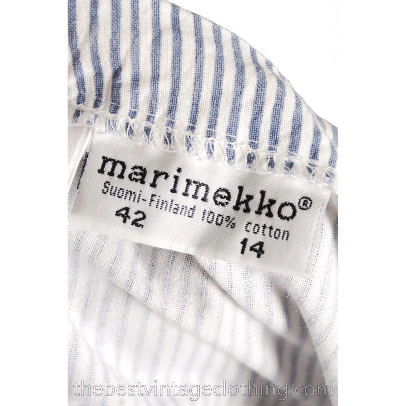 Vintage Marimekko Overalls 1970s Striped Cotton Suomi Finland Size 42/12