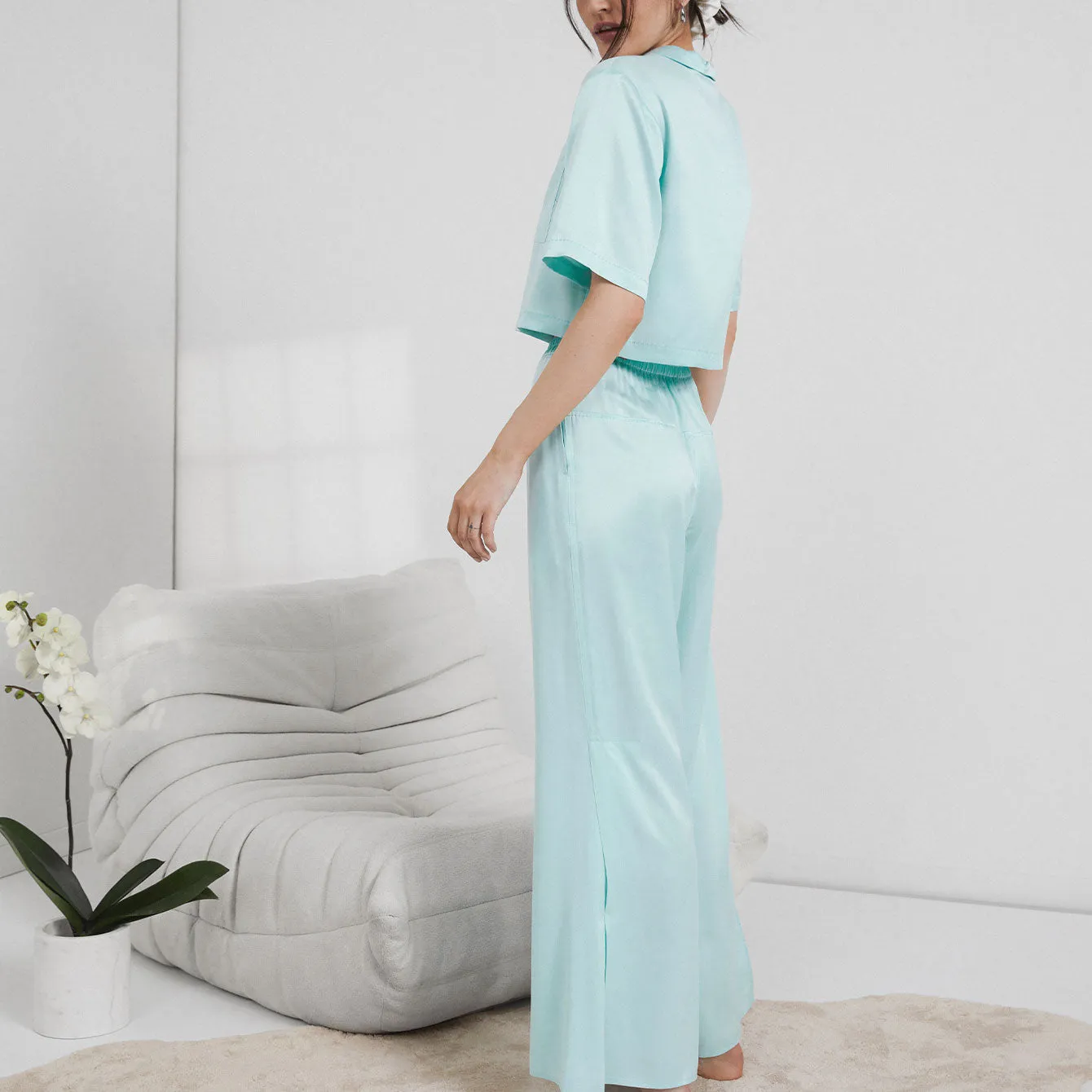 Washable Silk High Rise Pant Set