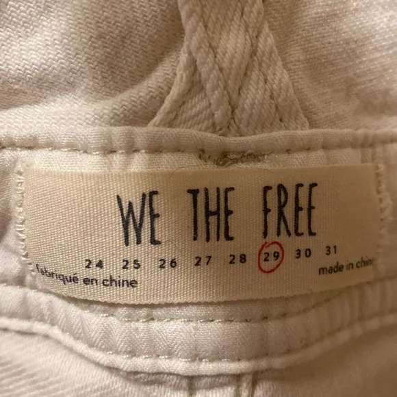 We the Free Cream Denim Overalls short shorts - size 29 - fray hem