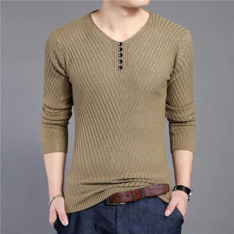 West Louis™ Solid V Neck Slim Fit Pullover