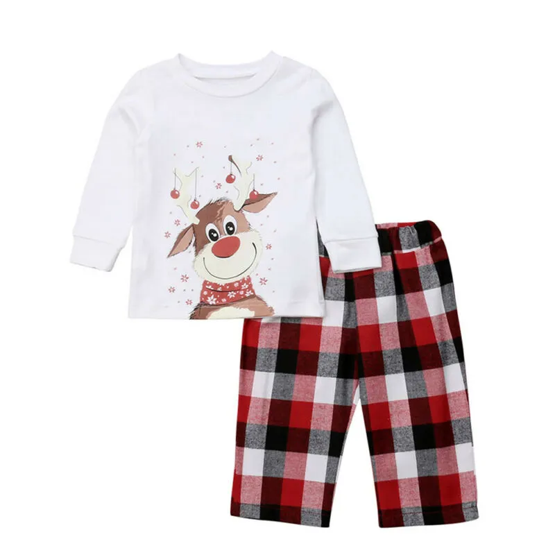White Reindeer Family Matching Christmas Pajamas