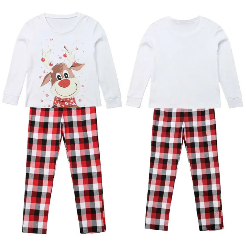 White Reindeer Family Matching Christmas Pajamas