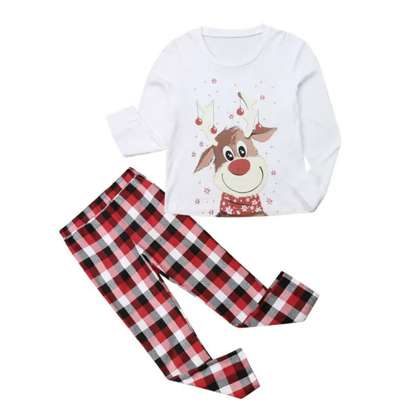 White Reindeer Family Matching Christmas Pajamas