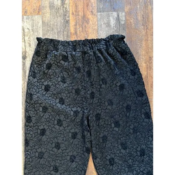 Women’s Free People Cloud Ride Lace Lounge Pajama Pants Black Size Large