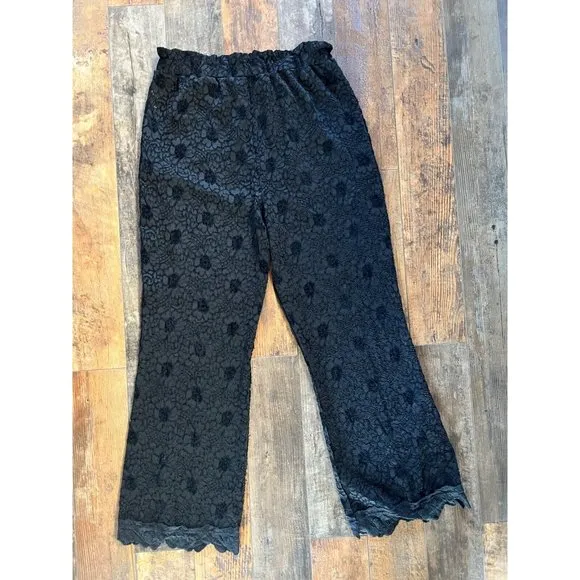 Women’s Free People Cloud Ride Lace Lounge Pajama Pants Black Size Large