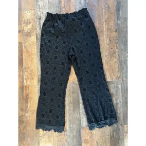 Women’s Free People Cloud Ride Lace Lounge Pajama Pants Black Size Large