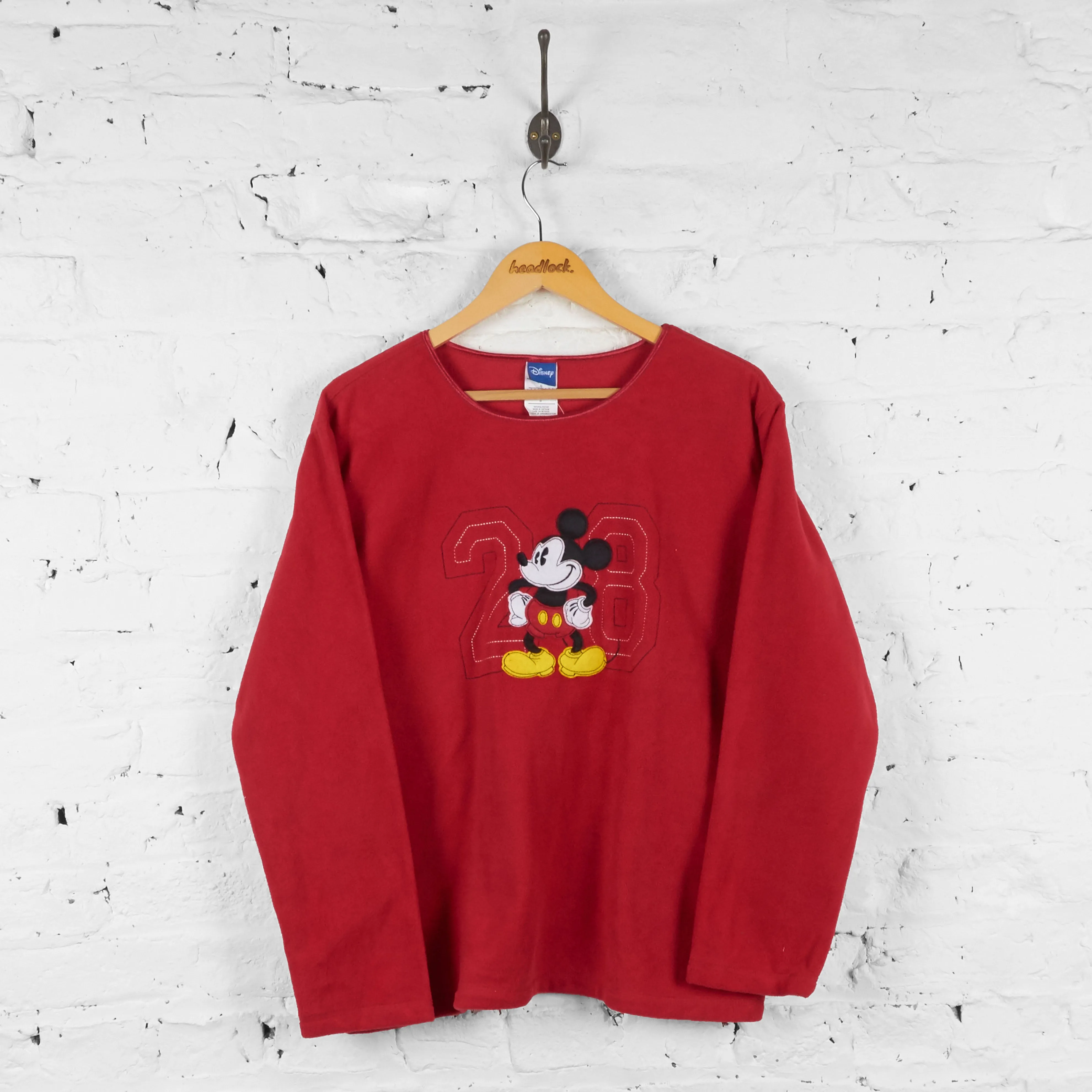 Womens Mickey Mouse 28 Fleece Sweatshirt - Red - Womens L