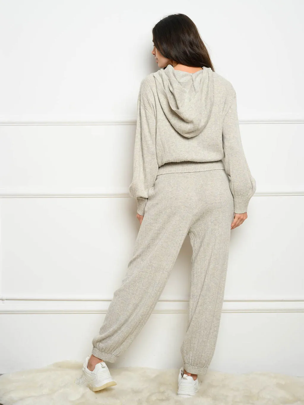 WOMEN'S WOOL BLEND KNITTED JOGGER PANTS