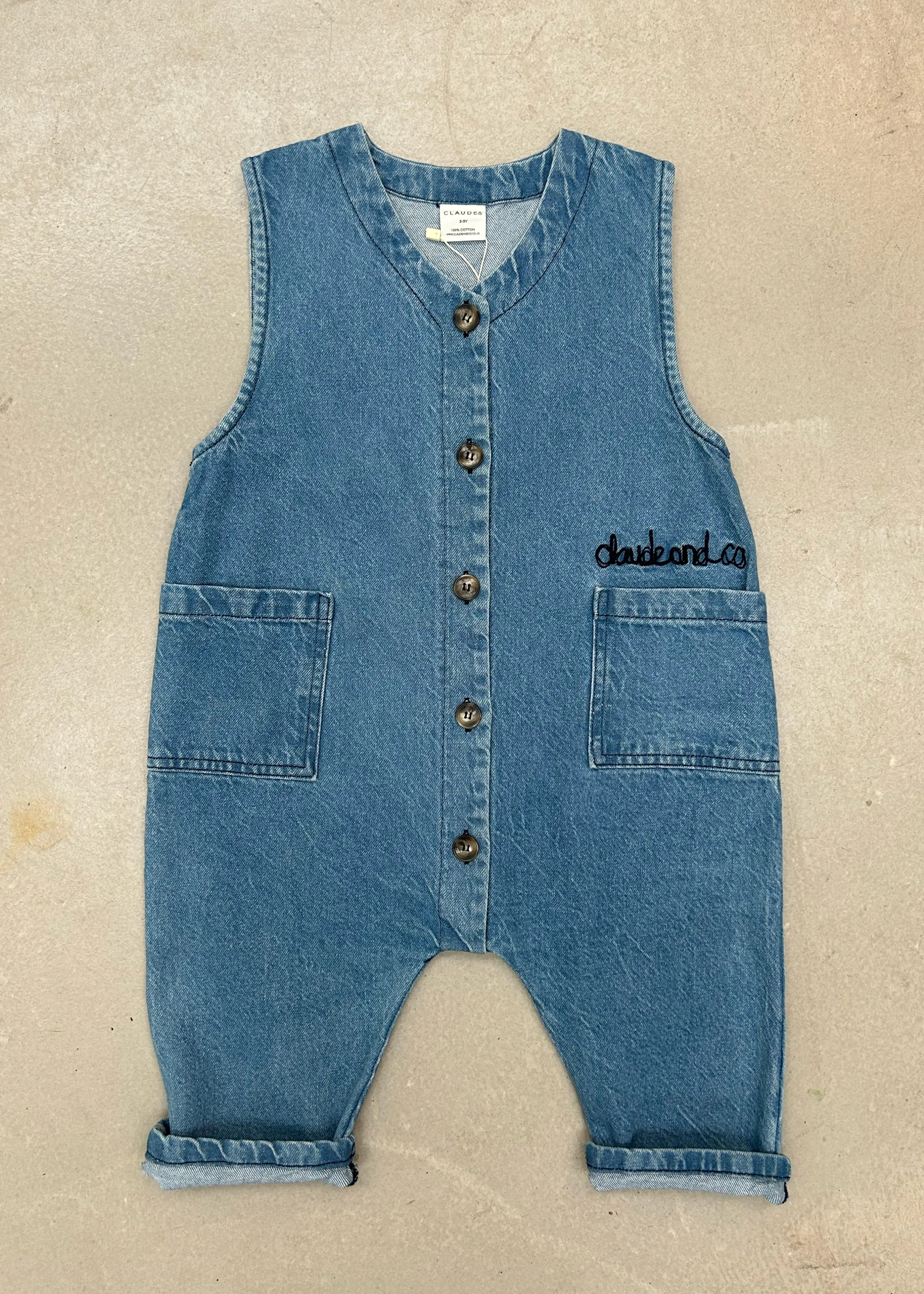 Wren Denim Sleeveless Overall