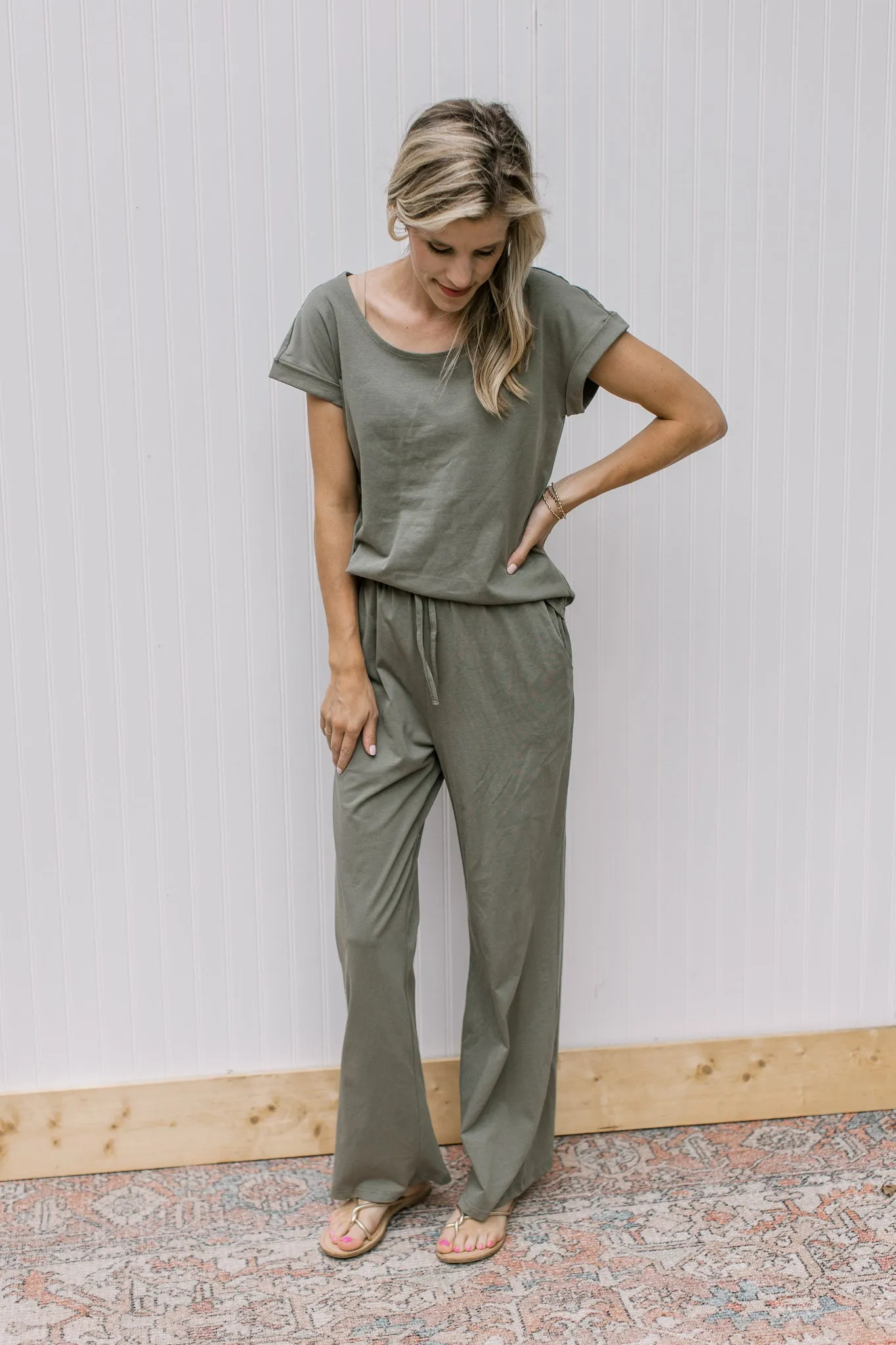 X Olive Cuff Sleeve Lounge Set