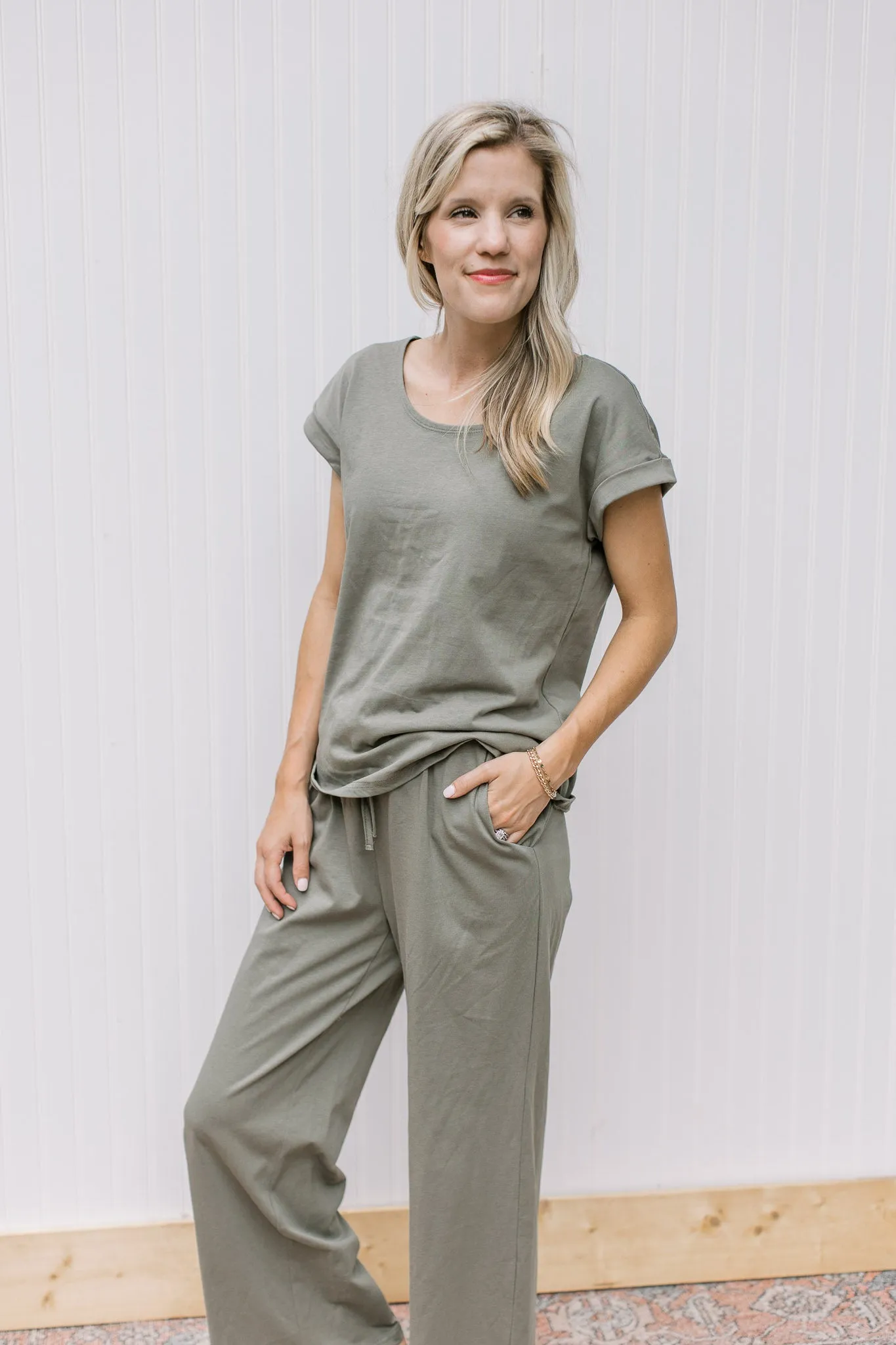 X Olive Cuff Sleeve Lounge Set