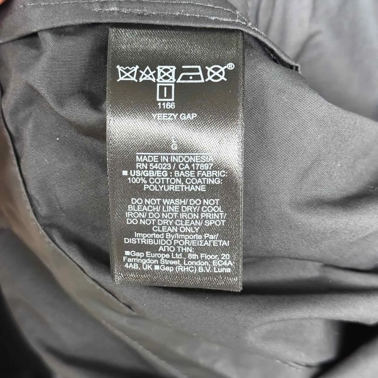 Yeezy Jacket "COATED COTTON OVERALLS" Black New Size L