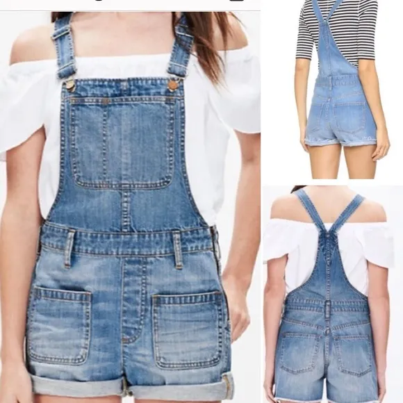 🤐Zipper Side Bib Overalls by Madewell | Adirondack Overall Shorts | Size Medium