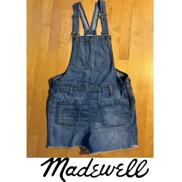 🤐Zipper Side Bib Overalls by Madewell | Adirondack Overall Shorts | Size Medium